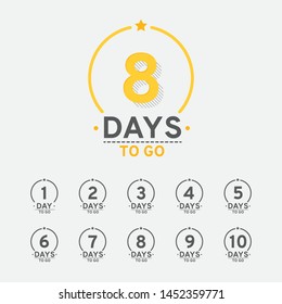 Days to go. Collection of simple icons, badges. Vector illustration EPS 10