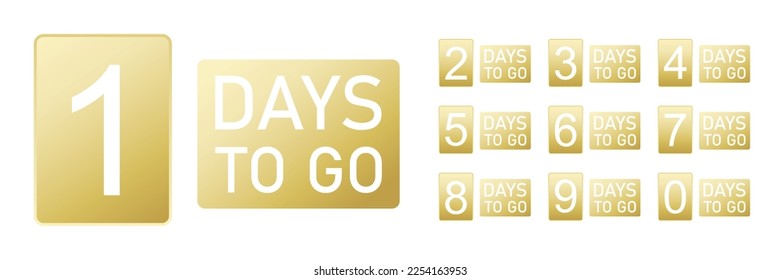 Days to go. Count down the remaining days. gold