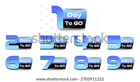 Days To Go Countdown banner template design. Countdown left days banner time sale. 1,2,3,4,5,6,7,8,9,10,20 days left countdown icon. vector

