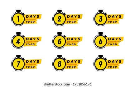 Days to go icon set. Countdown left days banner. Vector on isolated white background. EPS 10