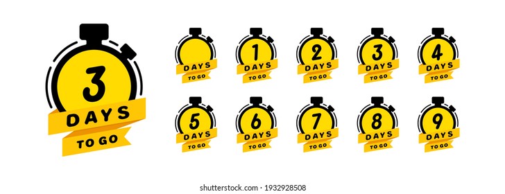 Days to go icon set. Countdown left days banner. Vector on isolated white background. EPS 10