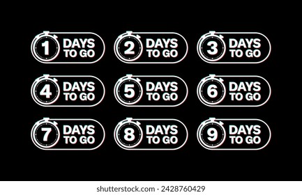 Days to go timer icon set. Days to go countdown set. Flat style. Vector icons