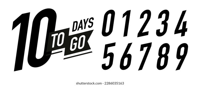 Days to go timer vector label set black color