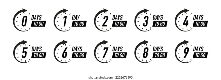 Days to go timer vector symbol black color