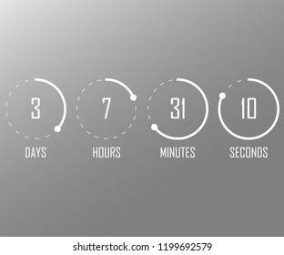 Days hours minutes seconds, icon of timer showing what time is left to beginning of certain event vector illustration isolated on grey