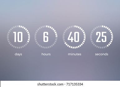 Days hours minutes seconds, icon of timer showing what time is left to beginning of certain event vector illustration isolated on grey