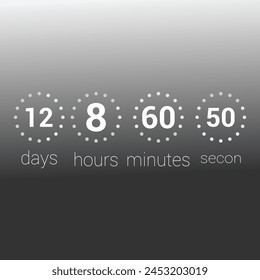 Days, hours, minutes, and seconds, together with a timer symbol that indicates how long until an event starts, are isolated on a gray background.