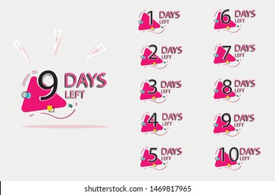 Days left badges. Set of number days left badge for sale or promotion, landing page, template, ui, web.