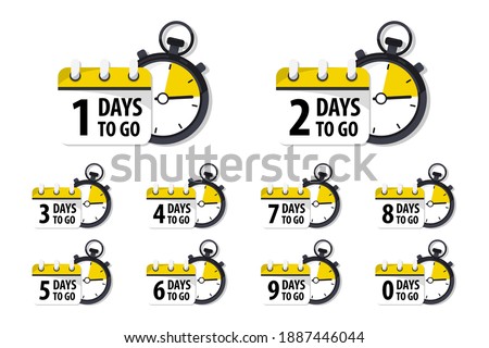 Days Left Badges and Stickers. Count time sale. Number of days left. Countdown left days banner. Count down vector banner template. Nine, eight, seven, six, five, four, three, two, one, zero days left