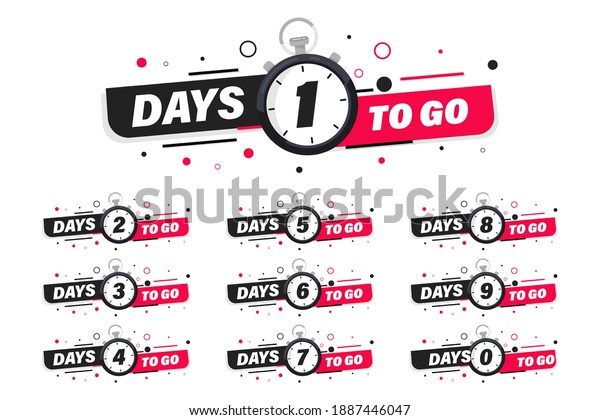 Days Left Badges and Stickers. Count time sale.\
Number of days left. Countdown left days banner. Count down vector\
banner template. Nine, eight, seven, six, five, four, three, two,\
one, zero days left