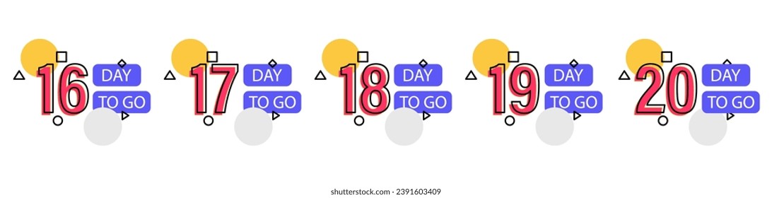 Days Left Badges and Stickers. Number of days left. Countdown left days banner. Count down vector banner template. 