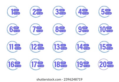 Days Left Badges and Stickers. Number of days left. Countdown left days banner. Count down vector banner template. 