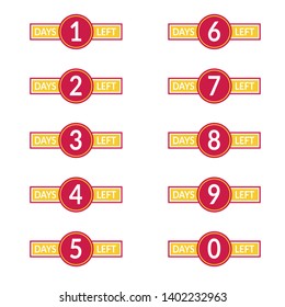 days left concept set red yellow badge design concept vector eps 10