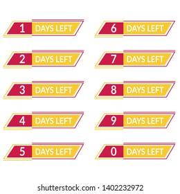days left concept set red yellow geometric design concept vector eps 10