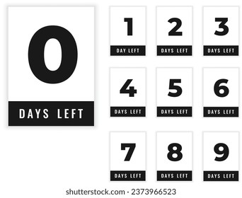 Days Left count time sale. Number of days left. Countdown left days banner. Count down vector banner template. EPS 10 vector art. Black and White rectangular shapes. Modern template
