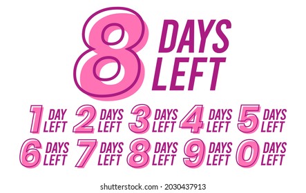 Tag links Countdown Werbebanner-Vorlage mit violetten und rosafarbenen Farben.