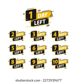 Days left countdown set. Product limited promo. Day only stock. Hours left counter icon. Sale, reminder app
