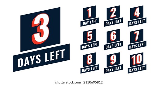 days left countdown timer in flat style design