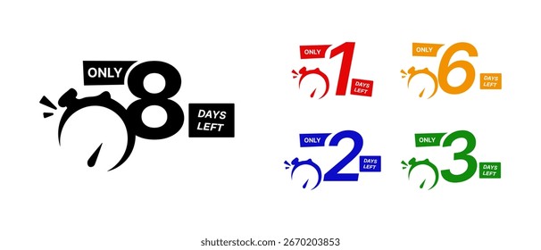 Dias de Contagem Regressiva Esquerda Conjunto de Ícones de Timer - Venda, Evento e Símbolos de Vetor de Prazo
