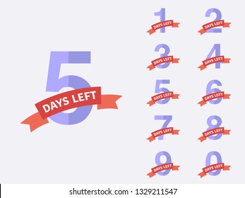 Days Left, countdown. Vector number days to go