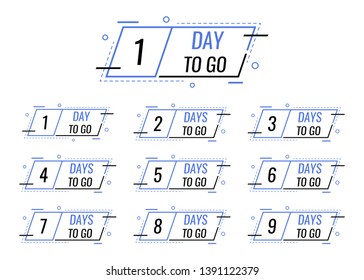 Days left to go from 1 to 10. badges or sticker design template for your needs. Modern flat style vector illustration.