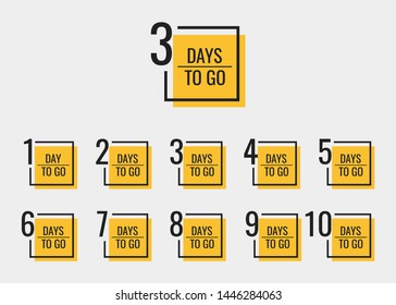 Days left to go from 1 to 10. Geometric banners design template for your needs. Modern flat style vector illustration.