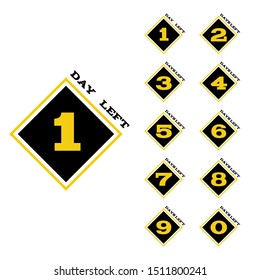 Days left to go black yellow banners collection  sale, landing page set eps 10