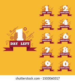 Days left to go  red banners collection badges sale, landing page set eps 10