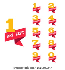 Days left to go red banners collection ribbon sale, landing page set eps 10