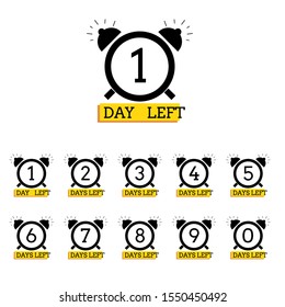 Days left number clock design for web project eps 10 vector