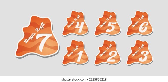 Días de juego de cuenta regresiva de insignias de números a la izquierda