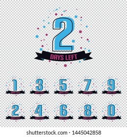 Days Left Numbers Zero To Nine - Vector Illustration - Isolated On Transparent Background