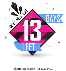 Days Left for Sale, countdown tag, start offer, discount banner design template, don't miss out, app icon, vector illustration