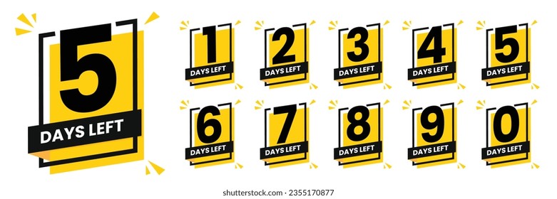 days left set of numbers. vector