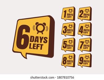 Days left vector template. Design for bussines promotion, banner or print.