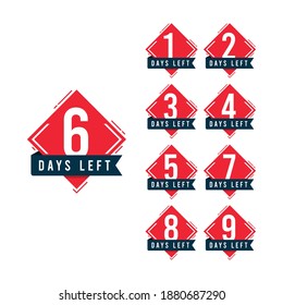 Days left vector template. Design for business promotion, banner or print.