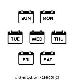 Days Names, Week Calendar Icon Vector Isolated on White Background