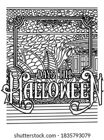 Days till Halloween.Halloween coloring book.Halloween fun coloring pages