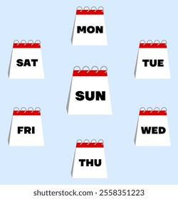 Days of the Week, Calendar icon Sunday,Monday,Tuesday,Wednesday,Thusday,Friday,Saturday