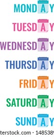 days of the week and calendar page