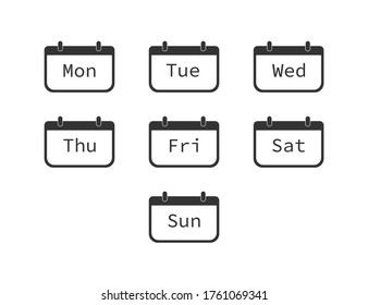 Days of week. Diary planner with from sunday to saturday. Schedule reminder icons. Set of calendar events. Office organizer. Simple outline notes. Vector EPS 10.