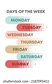 Days of The Week Educational Wall Art Poster, Classroom Posters, Homeschool Printables, Educational Poster, Playroom Poster