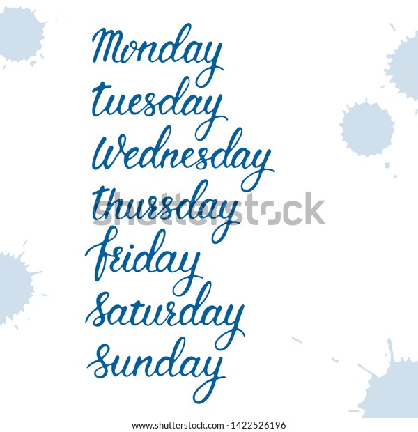 Days Week Hand Written Sign Set Stock Vector (Royalty Free) 1422526196 ...