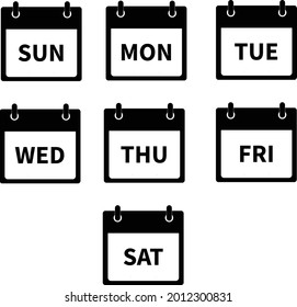 icono días de la semana sobre fondo blanco. signo de calendario semanal diario. estilo plano.