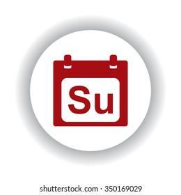 days of the week icon, red isolated white background
