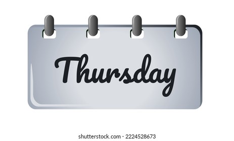 Days of the week icon sign on silver board with spirals, vector illustration. The name of the day. Monday, tuesday, wednesday, thursday, friday, saturday, sunday. Suitable for many purposes.