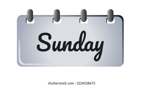 Days of the week icon sign on silver board with spirals, vector illustration. The name of the day. Monday, tuesday, wednesday, thursday, friday, saturday, sunday. Suitable for many purposes.