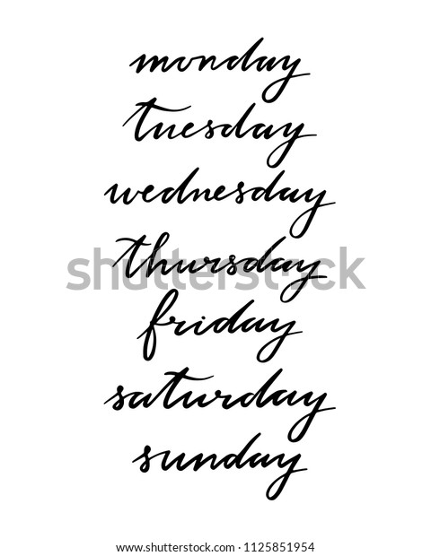 Days Week Lettering Set Hand Drawn Stock Vector (Royalty Free ...