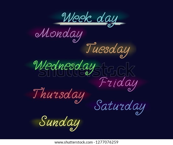 Days Week Made Neon Style Stock Vector Royalty Free