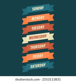 Days of The Week on Colorful Tape Vintage Style